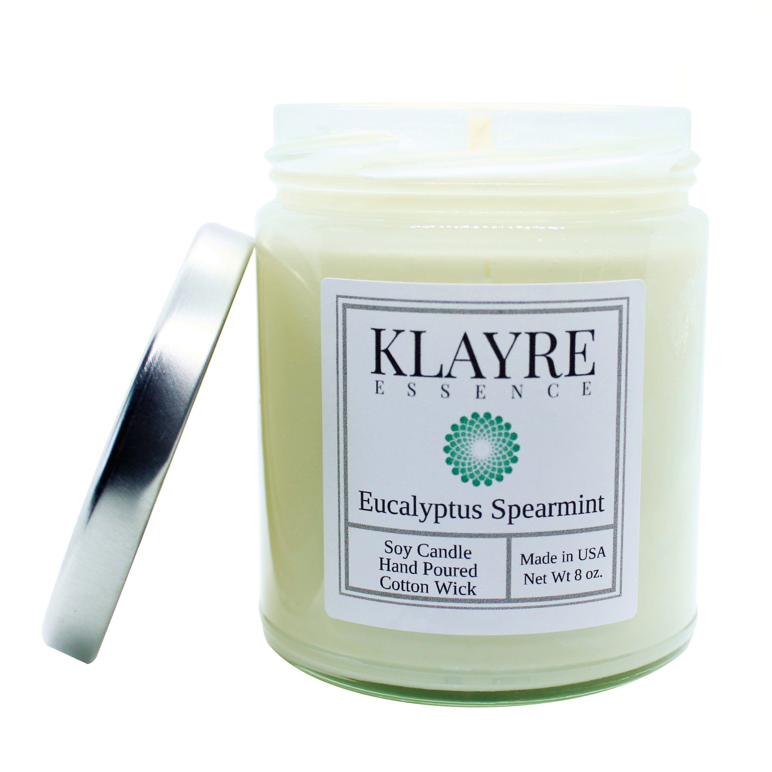 Relax 8 oz Hand Poured Soy Wax Candle Eucalyptus Spearmint